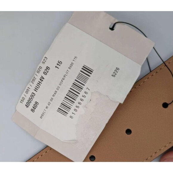 Gucci GG Supreme Monogram Plutone Calfskin Enamel Double G Belt Beige Ebony Pink